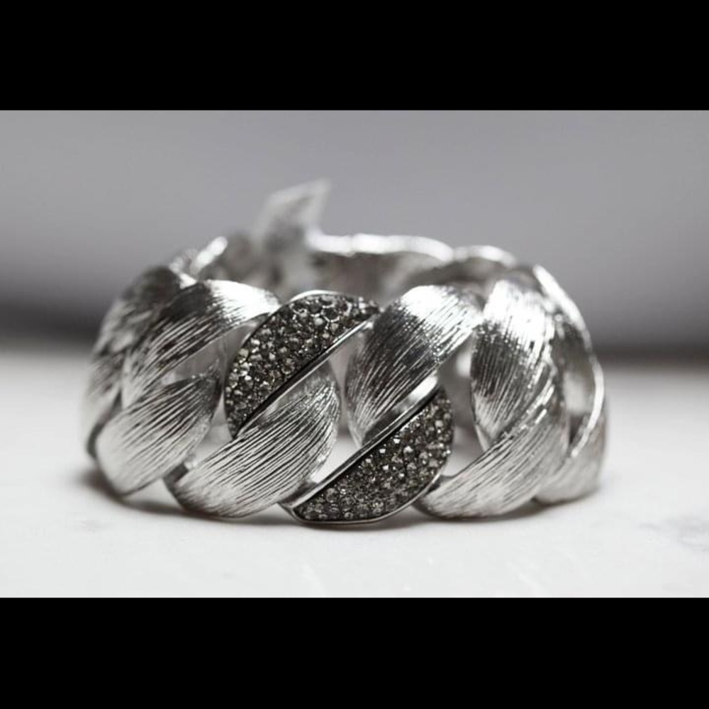 Silver Crystal Statement Bracelet - image 1
